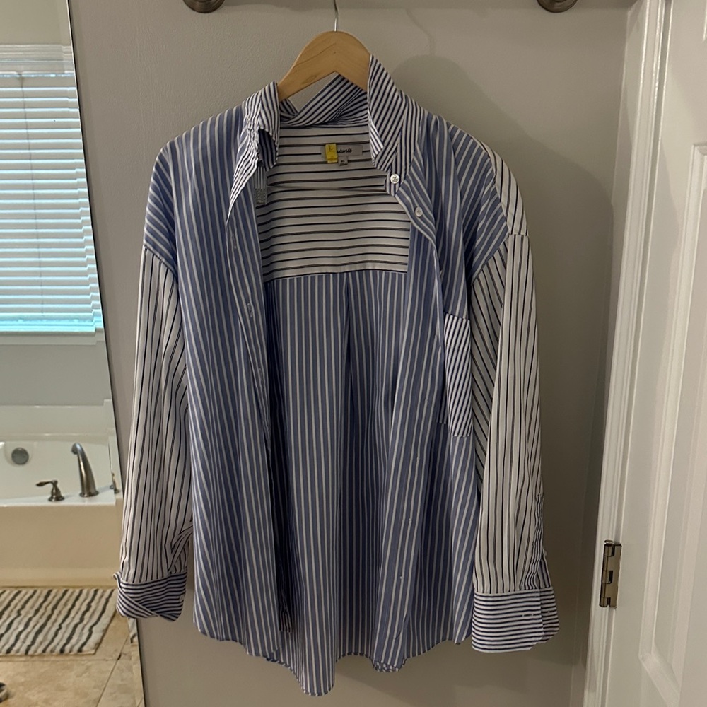 Blue and White Striped Shirt